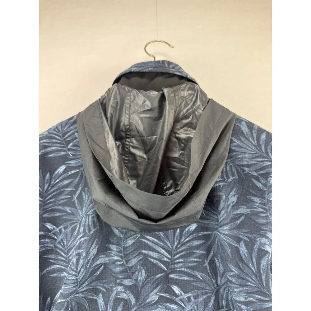 Banana Republic Jacket Mens Small Blue‎ Tropical Leaf Print Hooded Full Zip